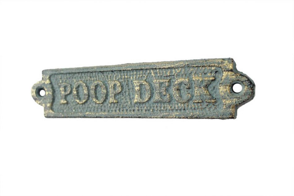Antique Seaworn Bronze Cast Iron Poop Deck Sign 6"