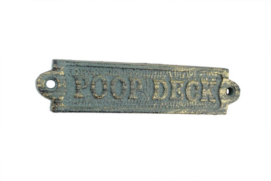 Antique Seaworn Bronze Cast Iron Poop Deck Sign 6"
