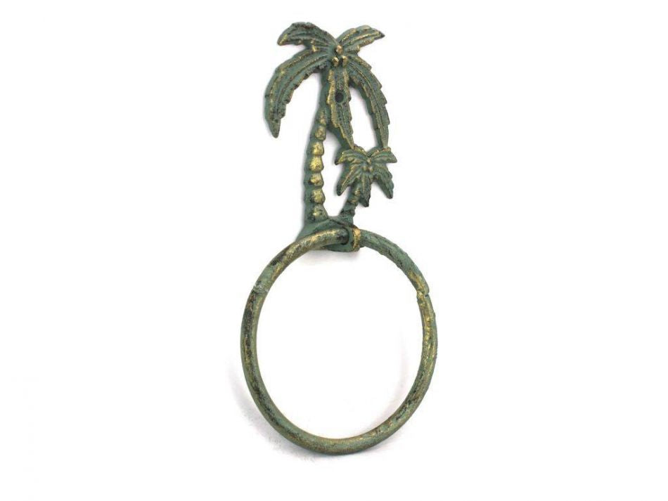 Antique Bronze Cast Iron Palm Tree Towel Holder 9"