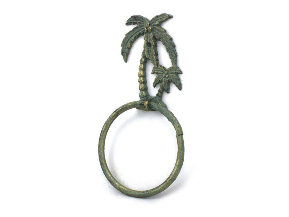 Antique Bronze Cast Iron Palm Tree Towel Holder 9"
