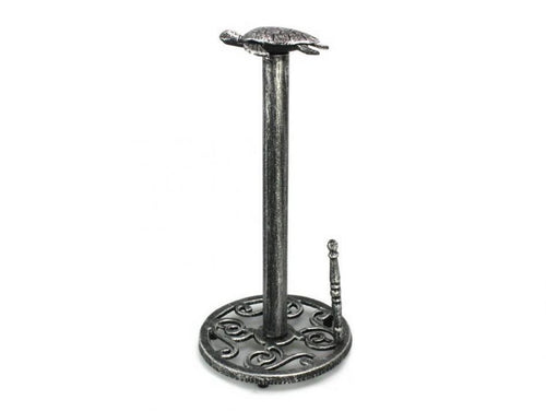 Antique Silver Cast Iron Sea Turtle Paper Towel Holder 13"
