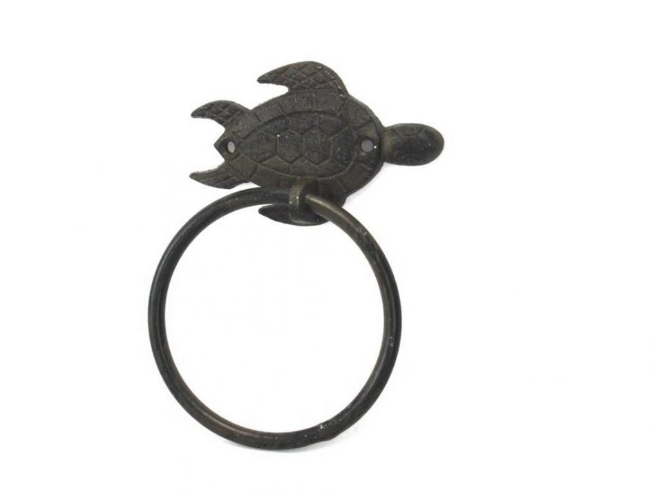 Cast Iron Sea Turtle Towel Holder 7"