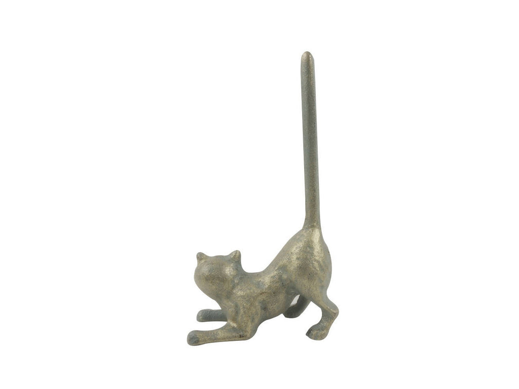 Antique Bronze Cast Iron Cat Paper Towel Holder 10"