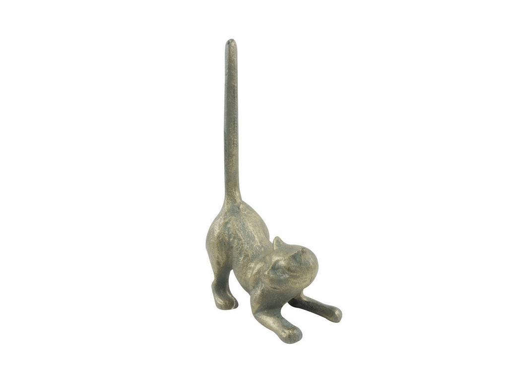 Antique Bronze Cast Iron Cat Extra Toilet Paper Stand 10"