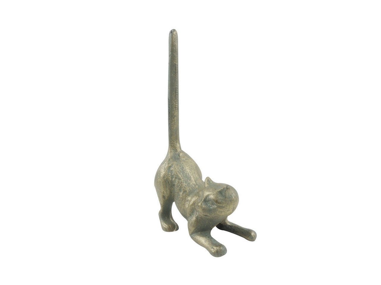 Antique Bronze Cast Iron Cat Extra Toilet Paper Stand 10"