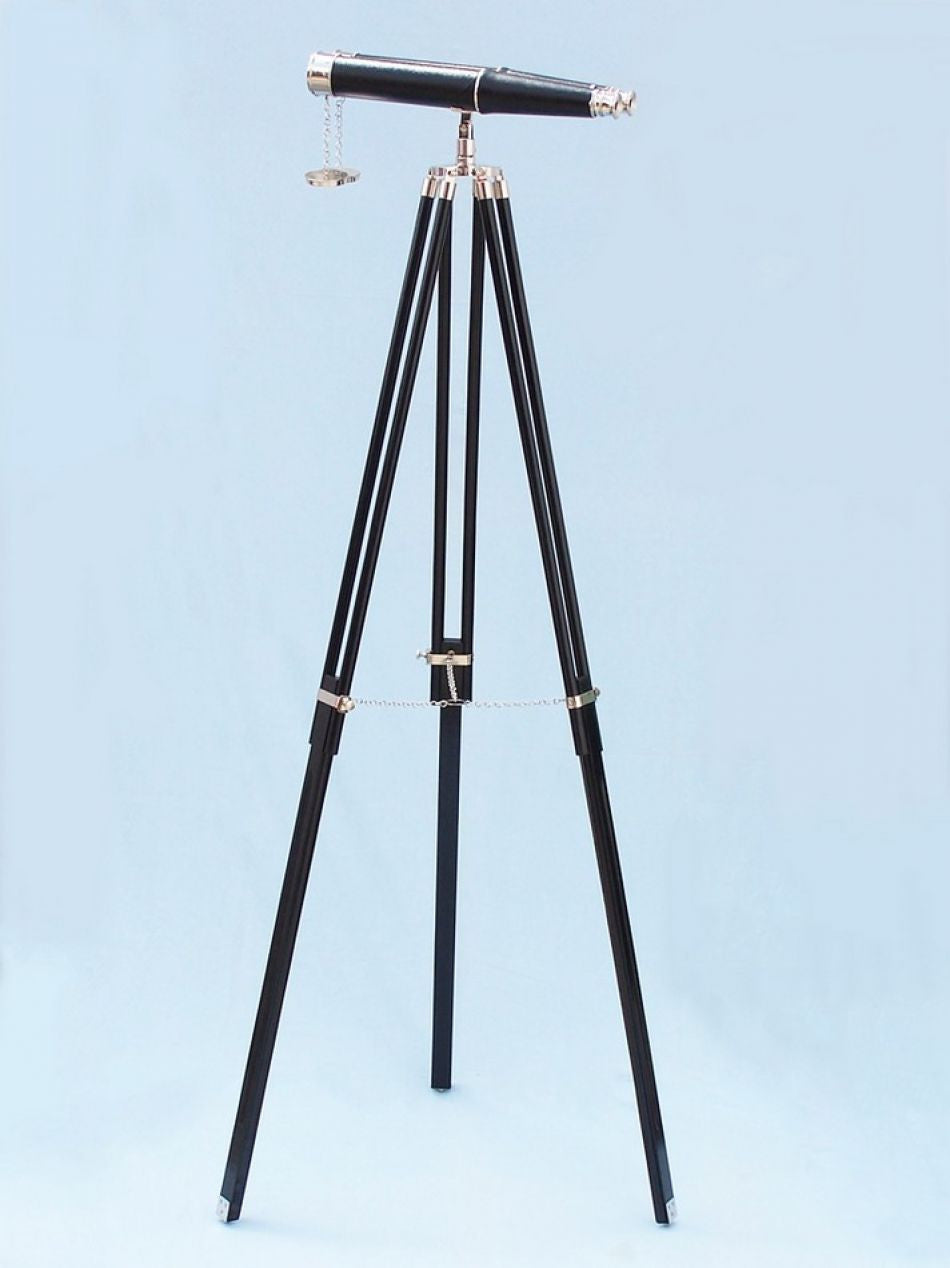 Floor Standing Admiral's Chrome/Leather Binoculars on stand 62"