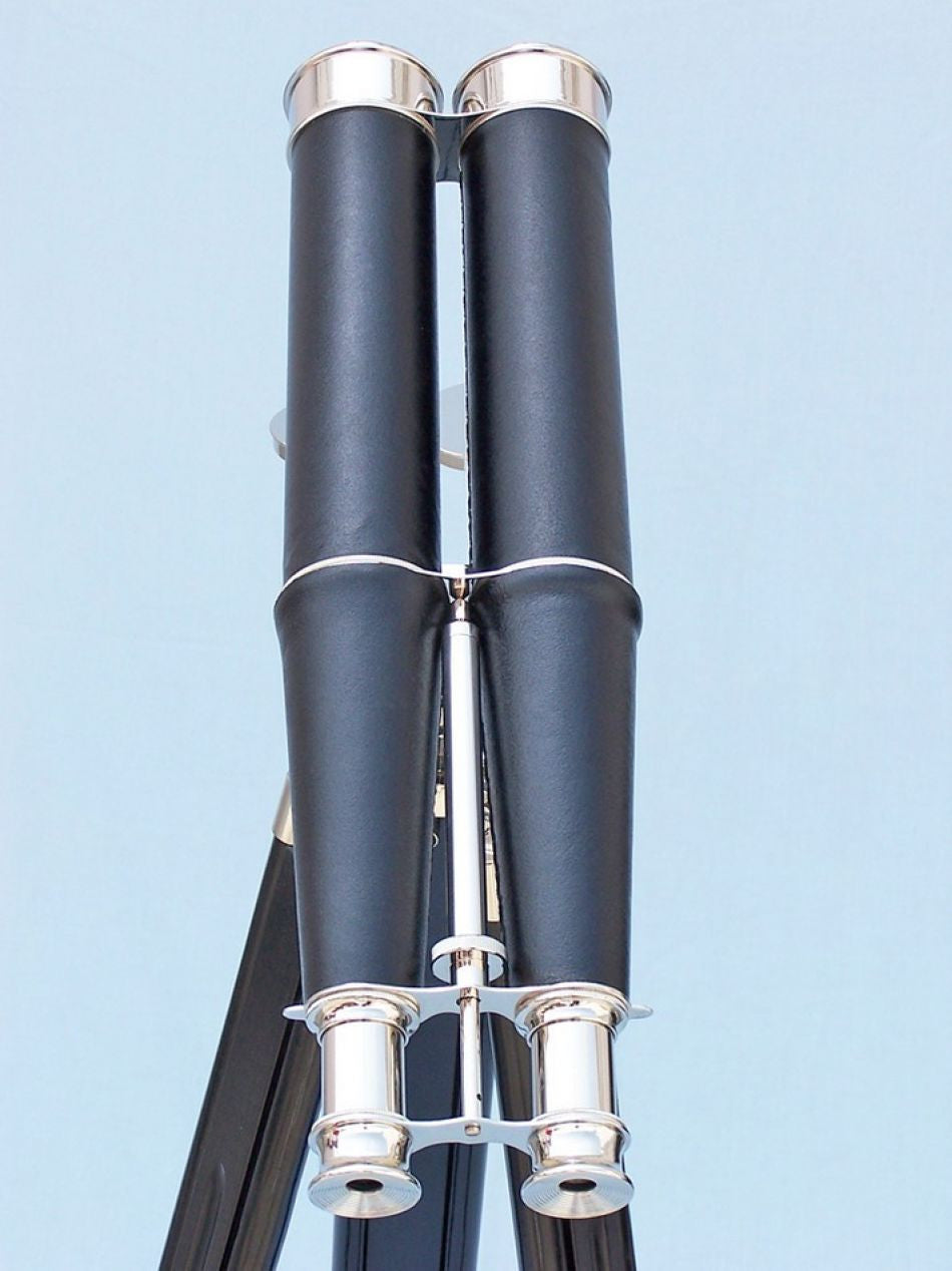 Floor Standing Admiral's Chrome/Leather Binoculars on stand 62"