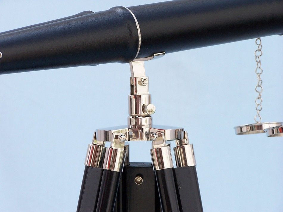 Floor Standing Admiral's Chrome/Leather Binoculars on stand 62"