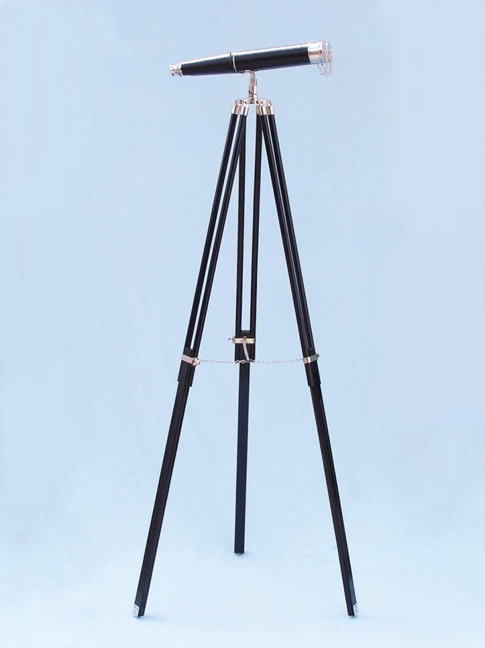 Floor Standing Admiral's Chrome/Leather Binoculars on stand 62"