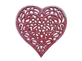 Rustic Red Whitewashed Cast Iron Heart Shaped Trivet 7"