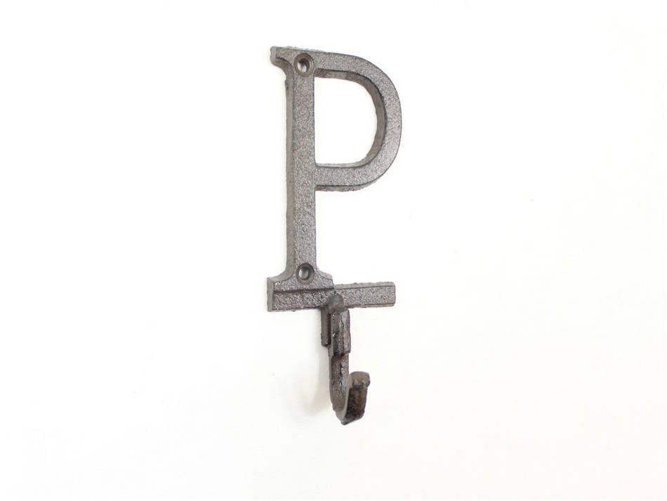 Cast Iron Letter P Alphabet Wall Hook 6"