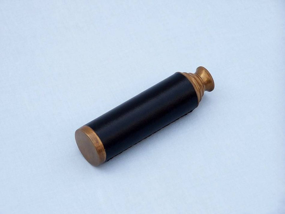 Deluxe Class Antique Brass Captains Spyglass Telescope with Leather 15" and Rose