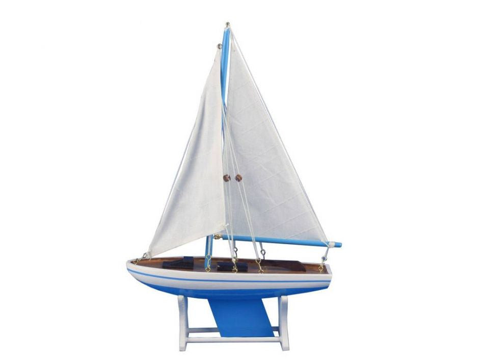 Wooden It Floats 12" - Light Blue Floating Sailboat Model