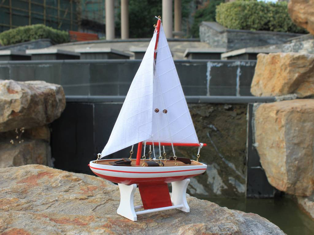 Wooden It Floats 12" - Red Floating Sailboat Model