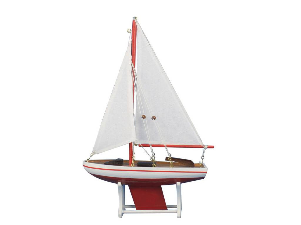 Wooden It Floats 12" - Red Floating Sailboat Model