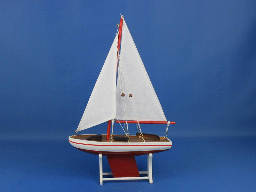 Wooden It Floats 12" - Red Floating Sailboat Model