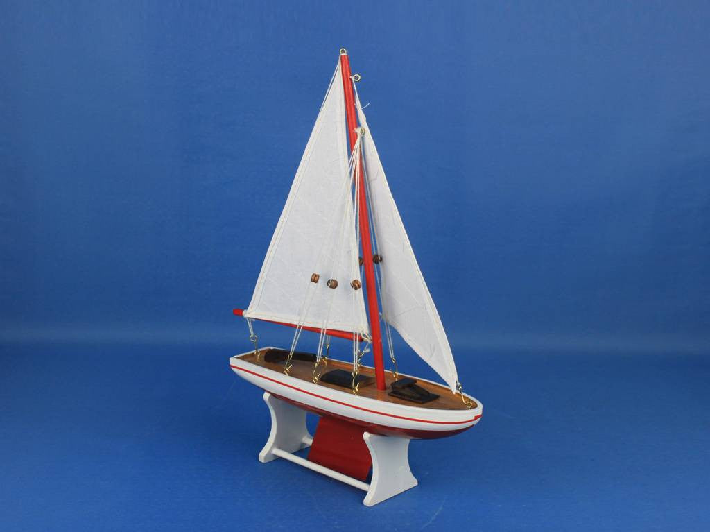 Wooden It Floats 12" - Red Floating Sailboat Model