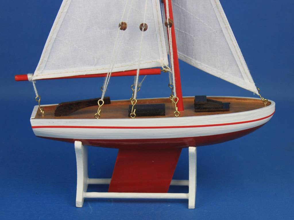 Wooden It Floats 12" - Red Floating Sailboat Model