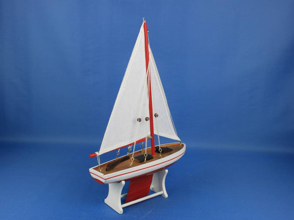 Wooden It Floats 12" - Red Floating Sailboat Model