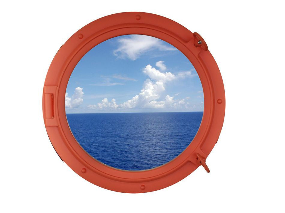 Orange Decorative Ship Porthole Window 24"
