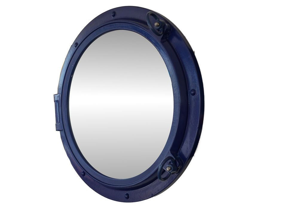 Navy Blue Decorative Ship Porthole Mirror 24"