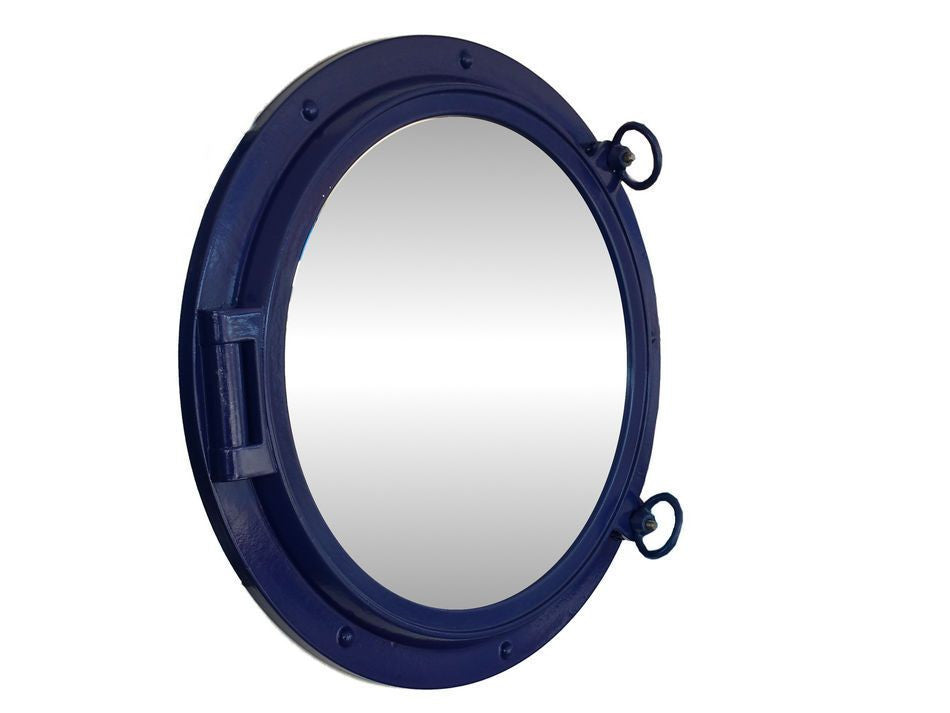 Navy Blue Decorative Ship Porthole Mirror 24"