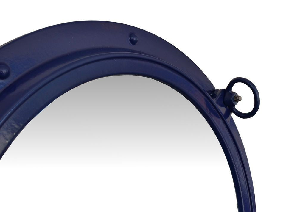 Navy Blue Decorative Ship Porthole Mirror 24"