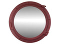 Dark Red Decorative Ship Porthole Mirror 24"