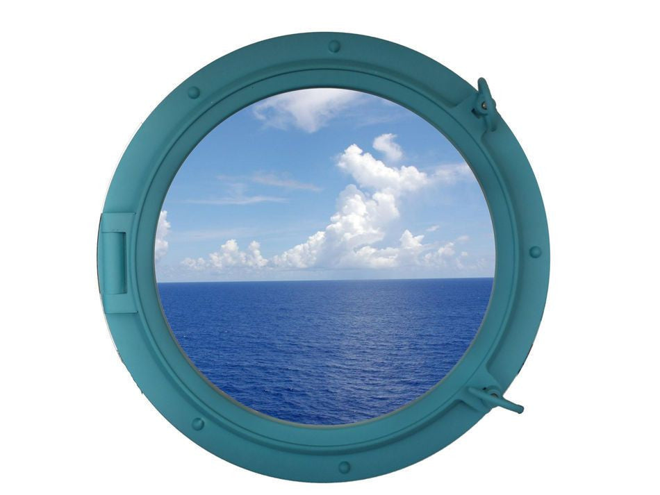 Light Blue Decorative Ship Porthole Window 24"