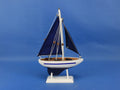 Wooden Blue Pacific Sailer with Blue Sails Model Sailboat Decoration 9"