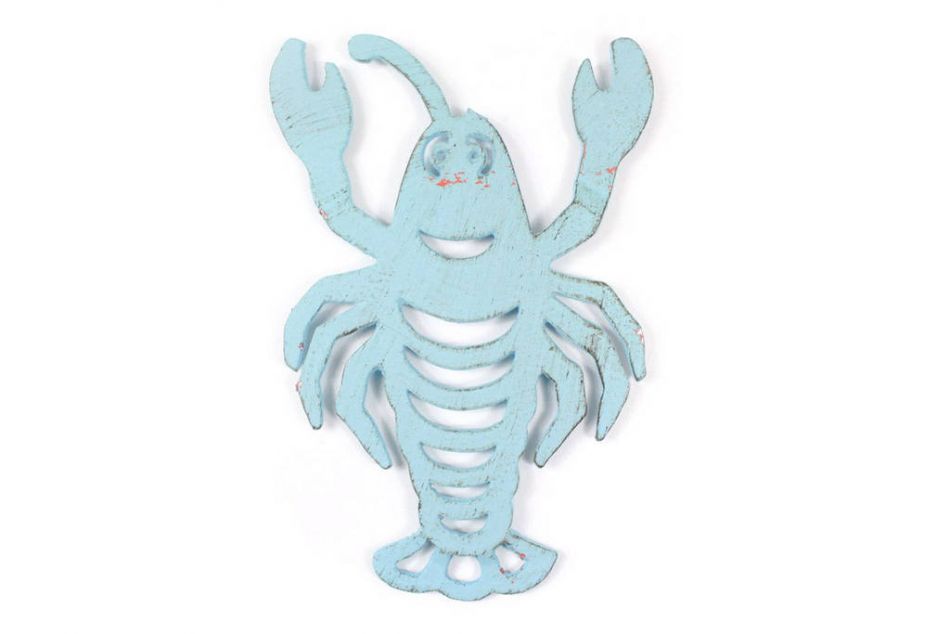 Rustic Light Blue Cast Iron Lobster Trivet 11"