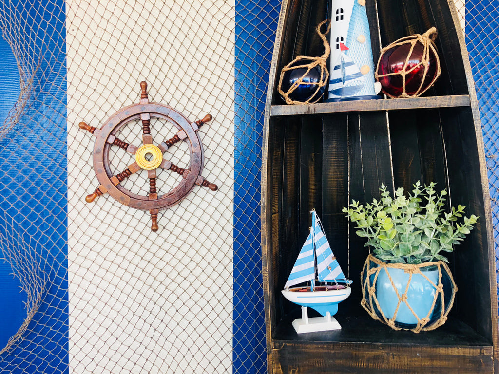 Deluxe Class Wood and Brass Decorative Ship Wheel 12"