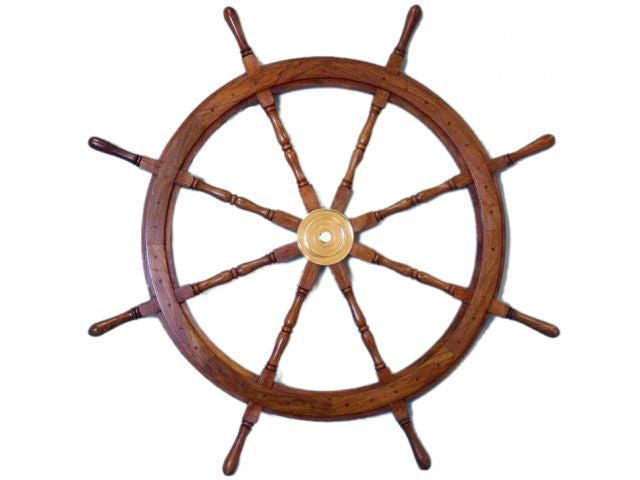 Deluxe Class Wood and Brass Decorative Ship Wheel 36"