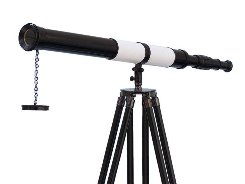 Admirals Floor Standing Oil Rubbed Bronze-White Leather with Black Stand Telescope 60"