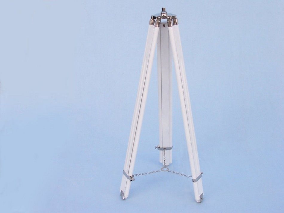 Hampton Collection Chrome with White Leather Griffith Astro Telescope 64"