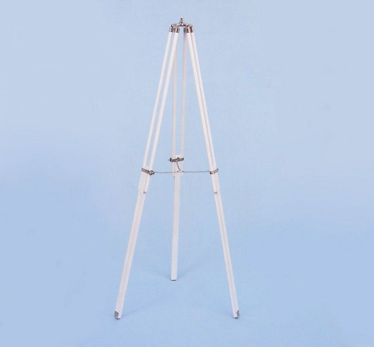 Hampton Collection Chrome with White Leather Griffith Astro Telescope 64"