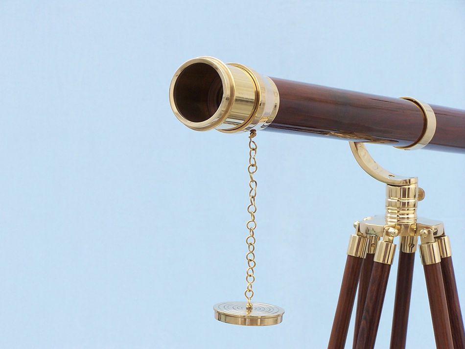 Floor Standing Brass/Wood Galileo Telescope 65"