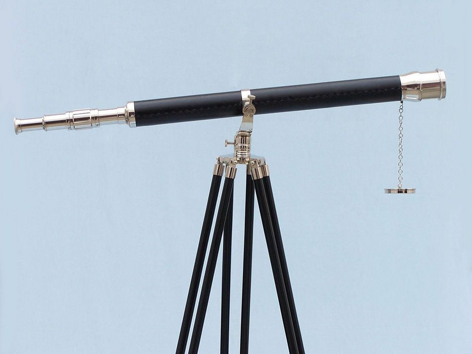 Floor Standing Chrome/Leather Galileo Telescope 65"