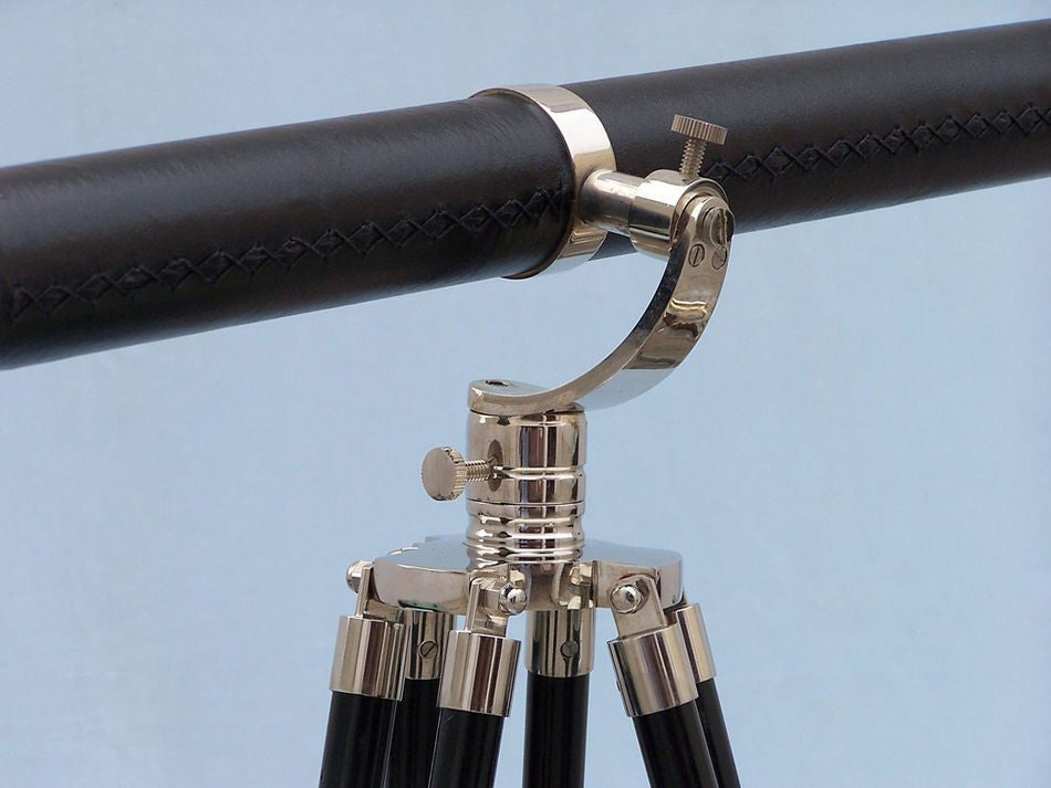 Floor Standing Chrome/Leather Galileo Telescope 65"