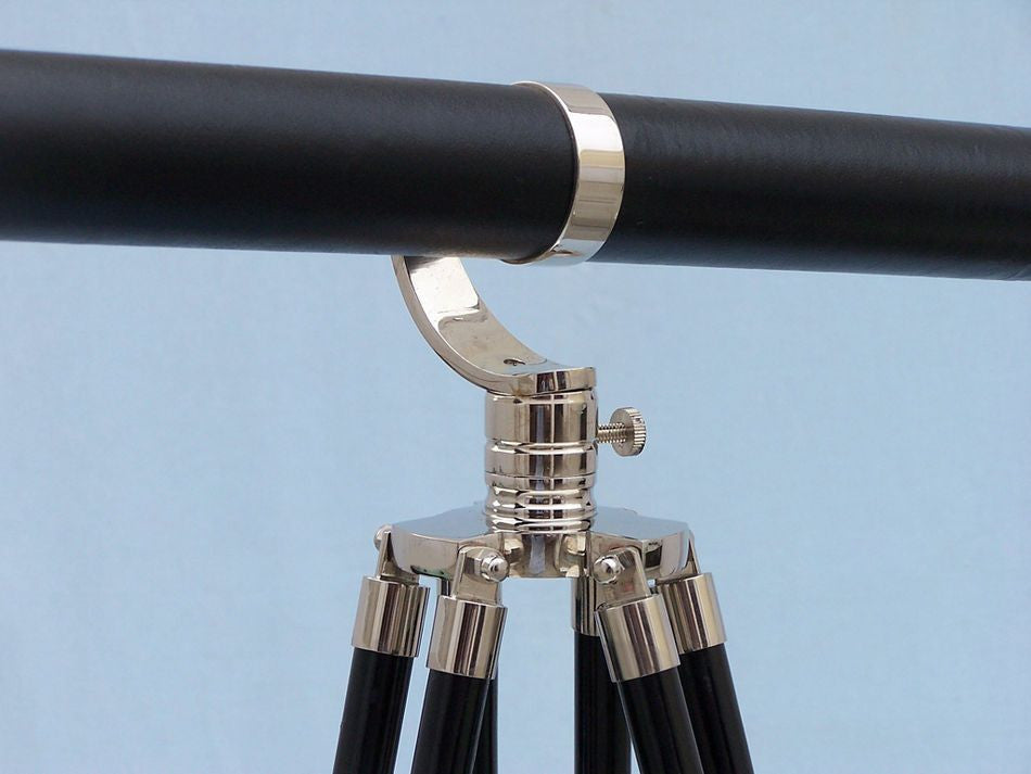 Floor Standing Chrome/Leather Galileo Telescope 65"