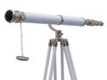 Floor Standing Chrome/White Leather Galileo Telescope 65"