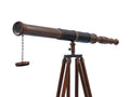 Admirals Floor Standing Antique Copper with Leather Telescope 60"