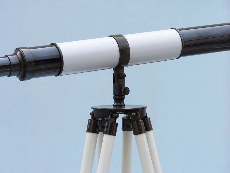 Admirals Floor Standing Oil Rubbed Bronze with White Leather Telescope 60"