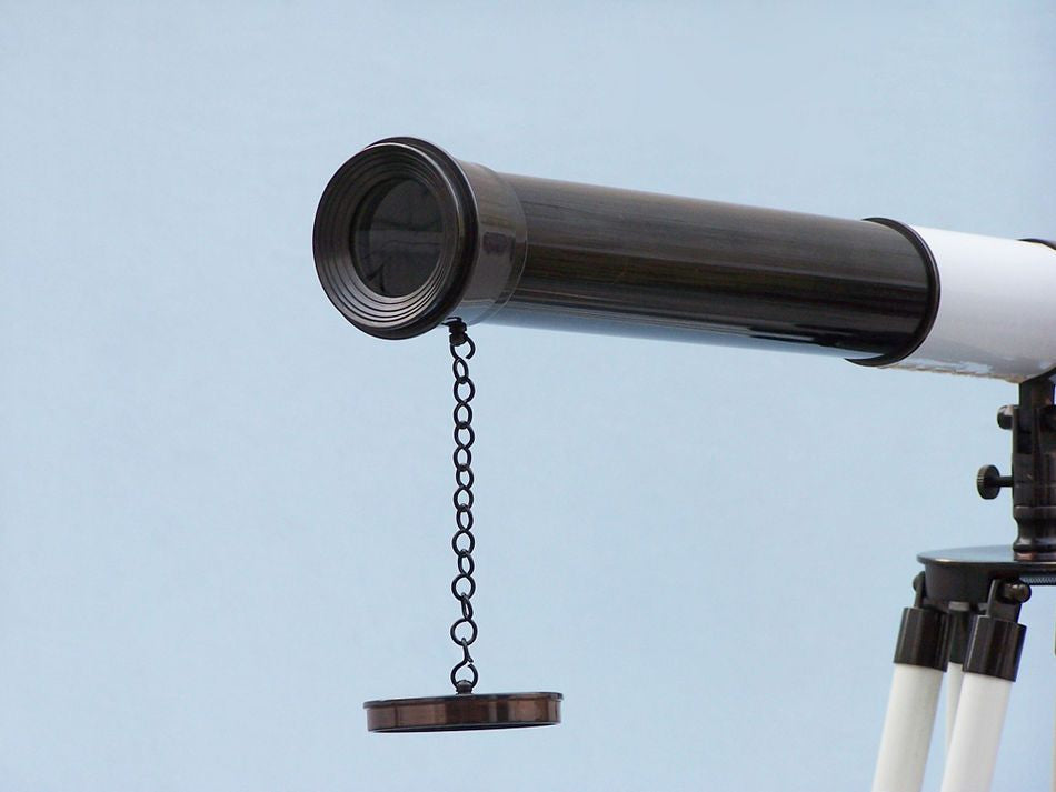 Admirals Floor Standing Oil Rubbed Bronze with White Leather Telescope 60"
