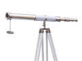 Admirals Floor Standing Chrome with White Leather Telescope 60"