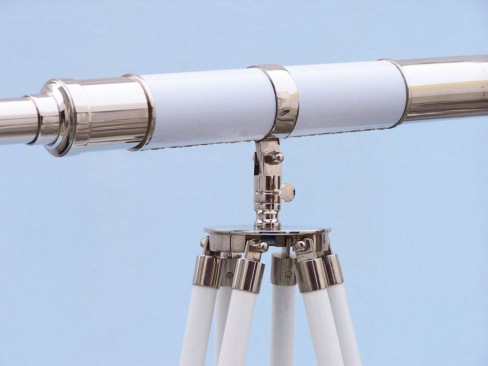 Admirals Floor Standing Chrome with White Leather Telescope 60"