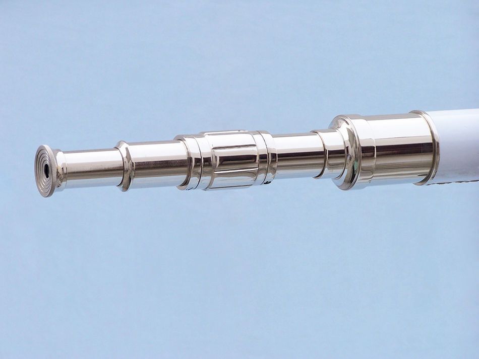 Admirals Floor Standing Chrome with White Leather Telescope 60"