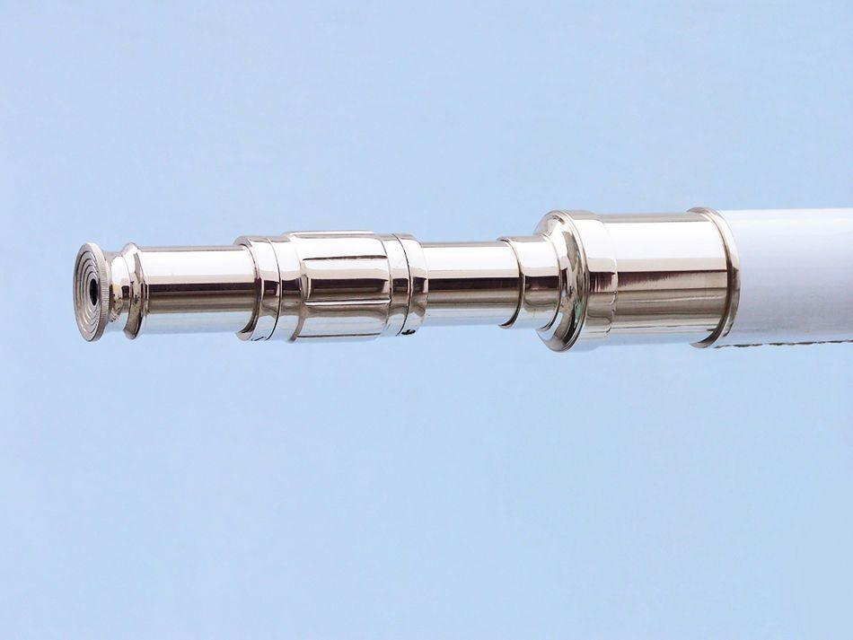 Admirals Floor Standing Chrome with White Leather Telescope 60"