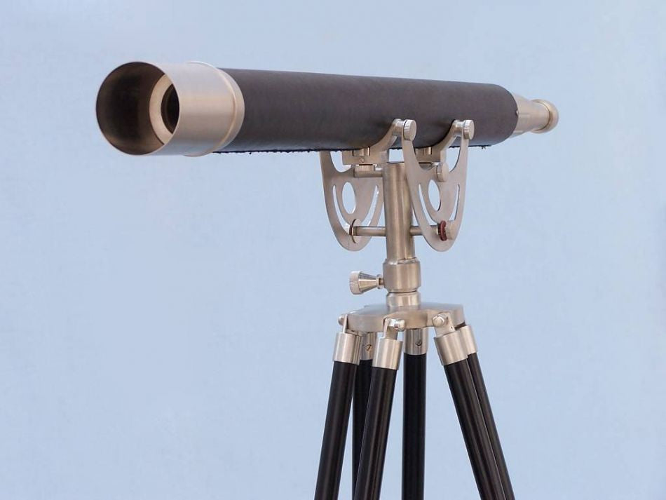 Floor Standing Brushed Nickel With Leather Anchormaster Telescope 65"