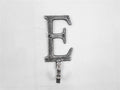 Rustic Silver Cast Iron Letter E Alphabet Wall Hook 6"